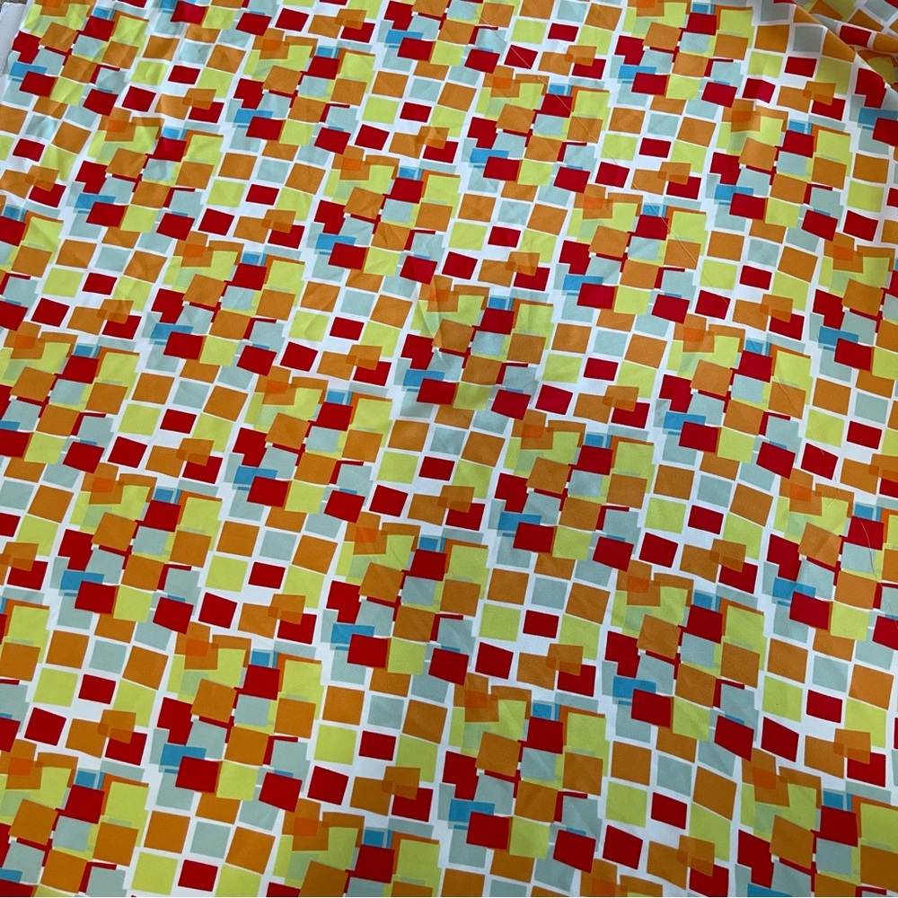 Multicolor Square Geometric Poly Print Crepe De C… - image 2